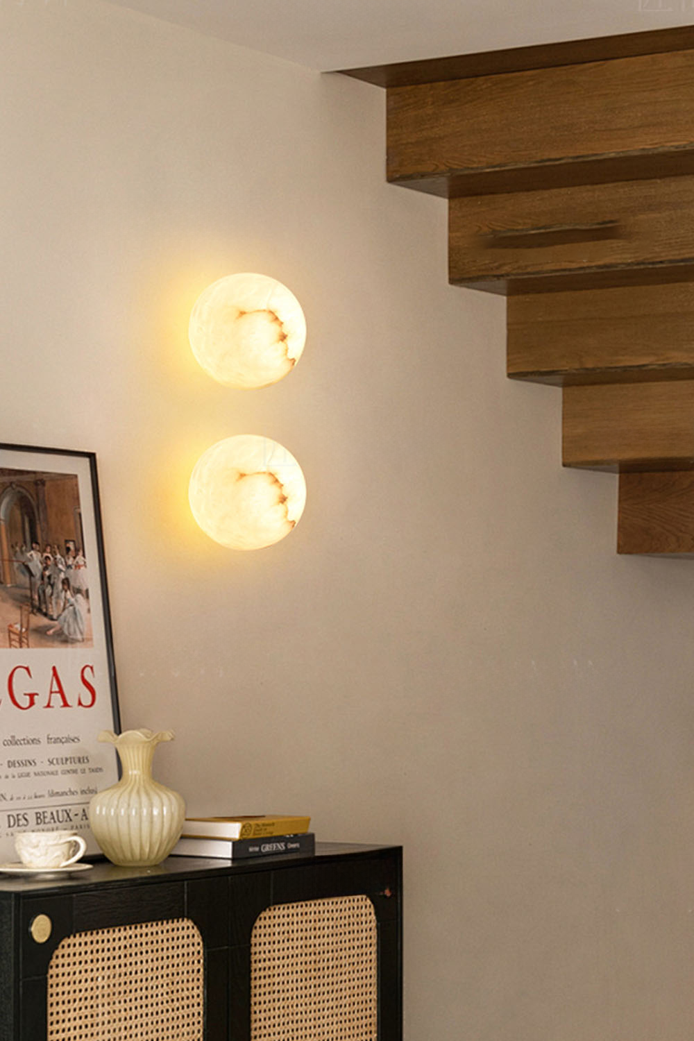 Snow-Vein Stone Globe Wall Lamp - view 7 | morylighting