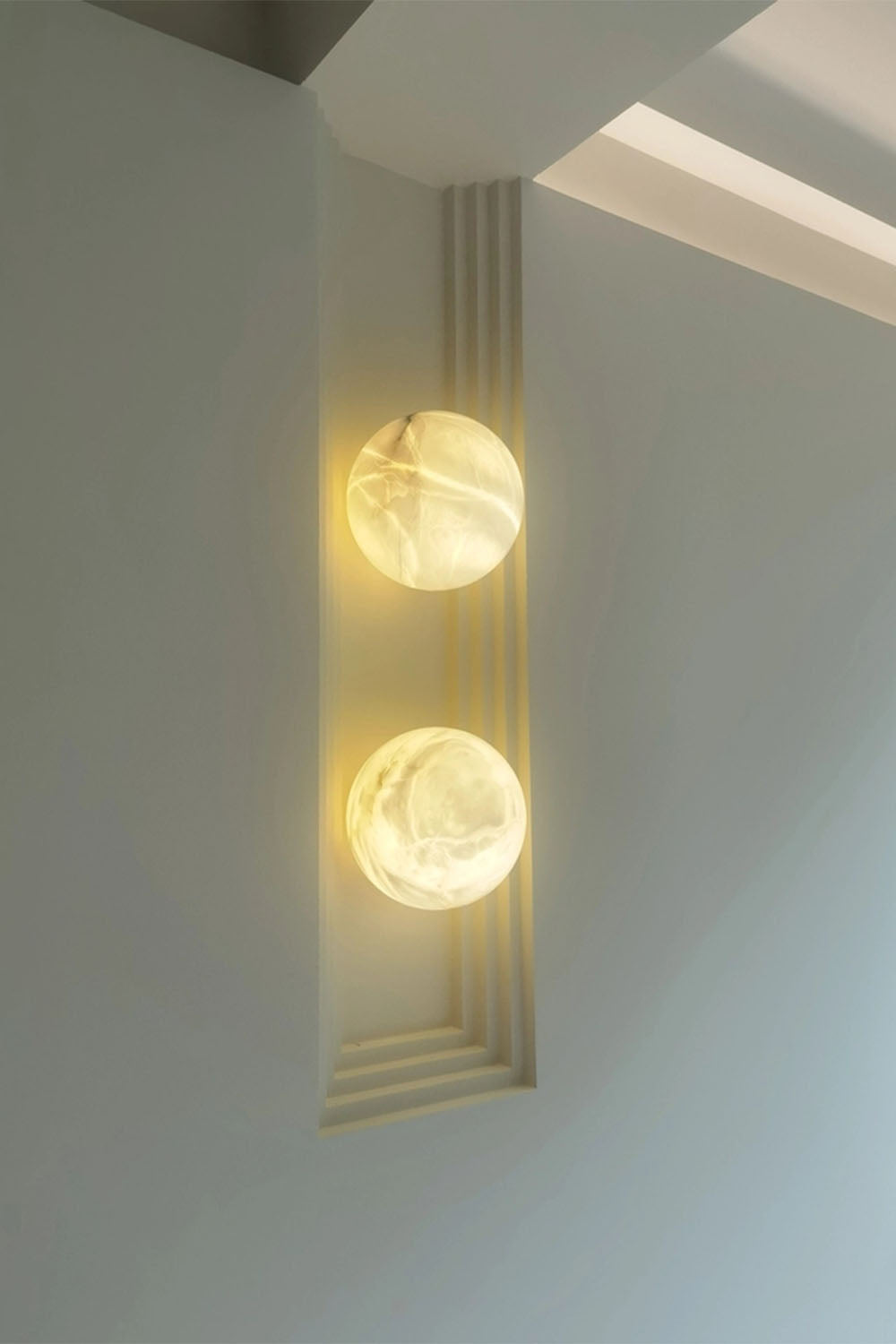 Snow-Vein Stone Globe Wall Lamp - view 3 | morylighting