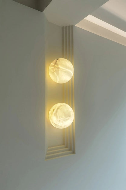 Snow-Vein Stone Globe Wall Lamp - view 3 | morylighting