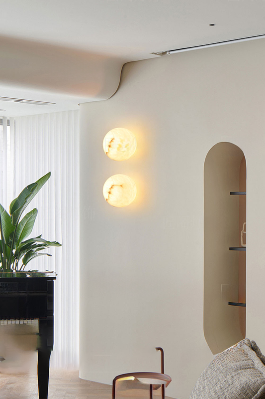 Snow-Vein Stone Globe Wall Lamp - view 2 | morylighting