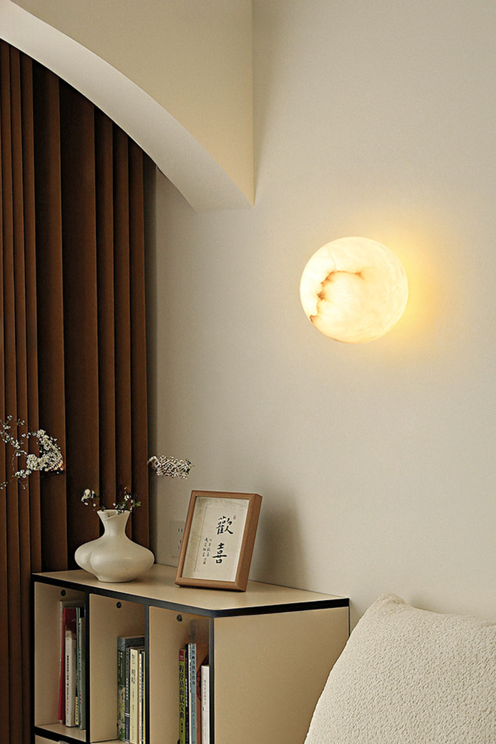 Snow-Vein Stone Globe Wall Lamp - view 4 | morylighting