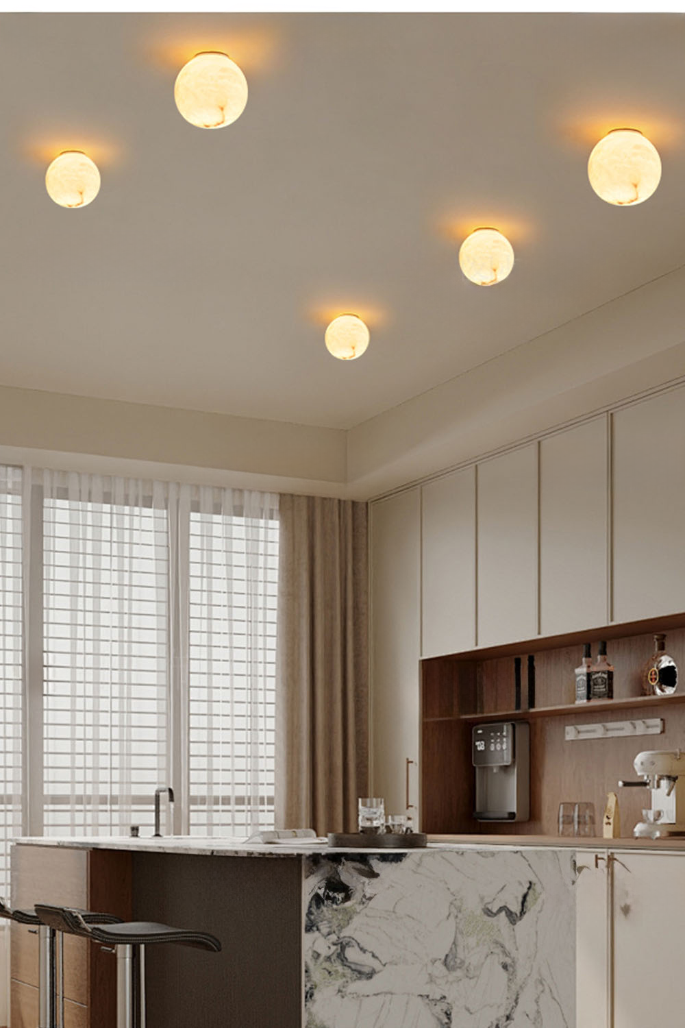 Snow-Vein Stone Globe Wall Lamp - view 5 | morylighting