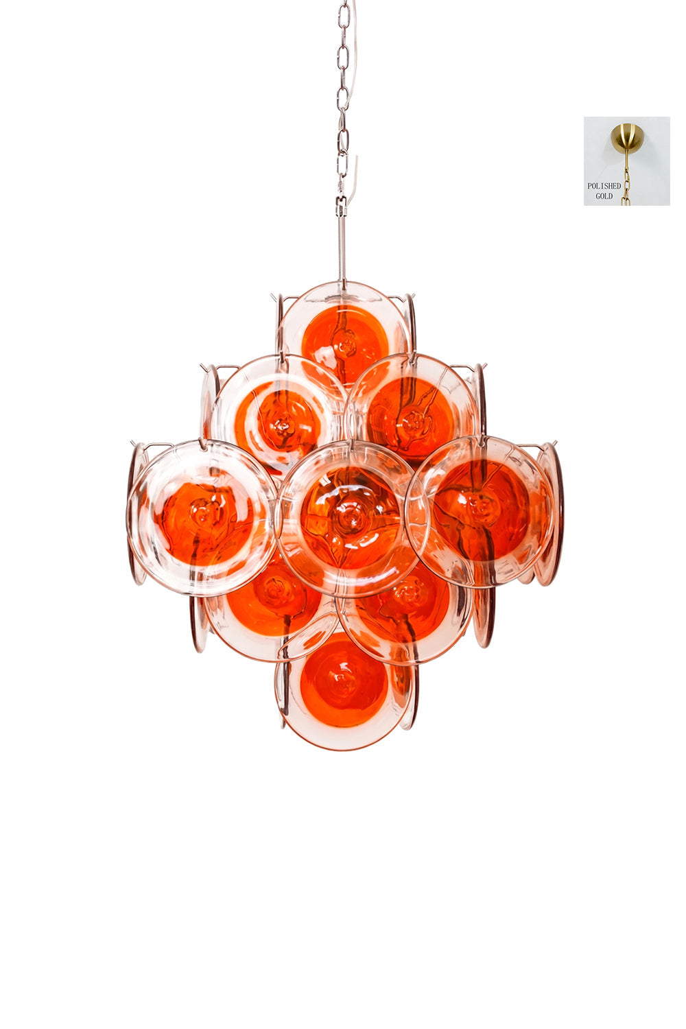 Solari Amber Glass Chandelier with chrome hardware | Metal, Glass | Full chandelier shot on a clean white background | vexa lamps