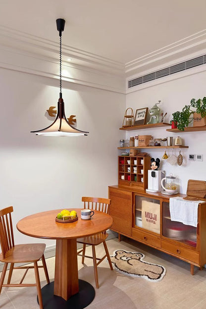 Solid Wood Vintage Trumpet Pendant Lamp - view 2 | morylighting