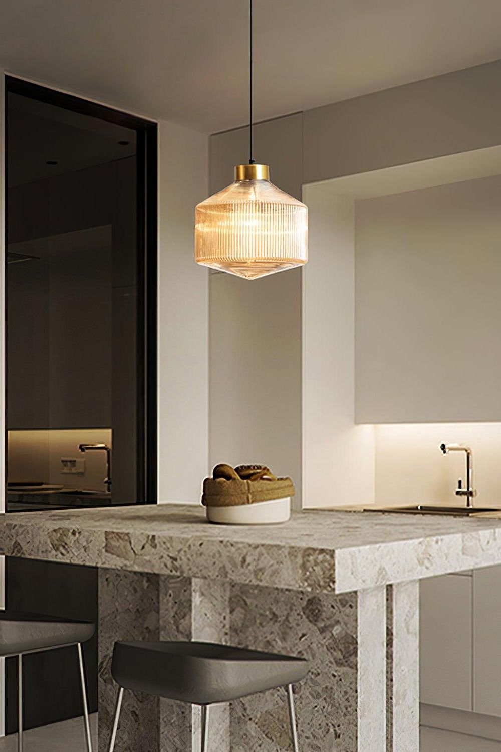Spiral Faceted Glass Pendant Light - view 3 | morylighting