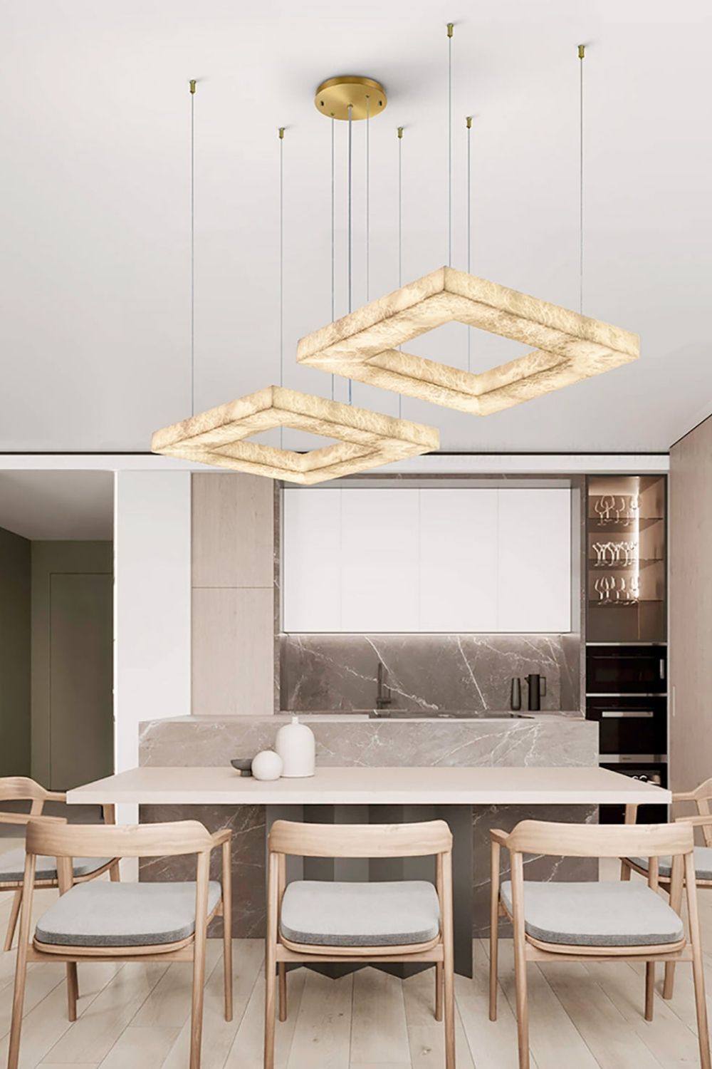 Oval Anita Alabaster Chandelier - view 3 | morylighting