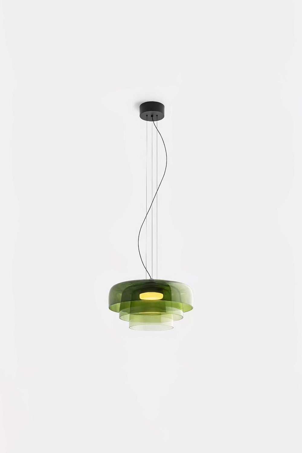 Stratum Layered Glass Pendant Light | Glass, Metal | Full view of the light sage  layered glass pendant variant | Isolated product shot | vexa lamps