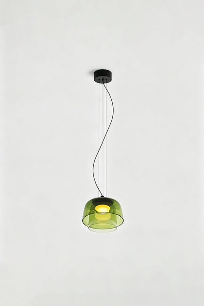 Stratum Layered Glass Pendant Light | Glass, Metal | Full view of the light sage  layered glass pendant variant | Isolated product shot | vexa lamps