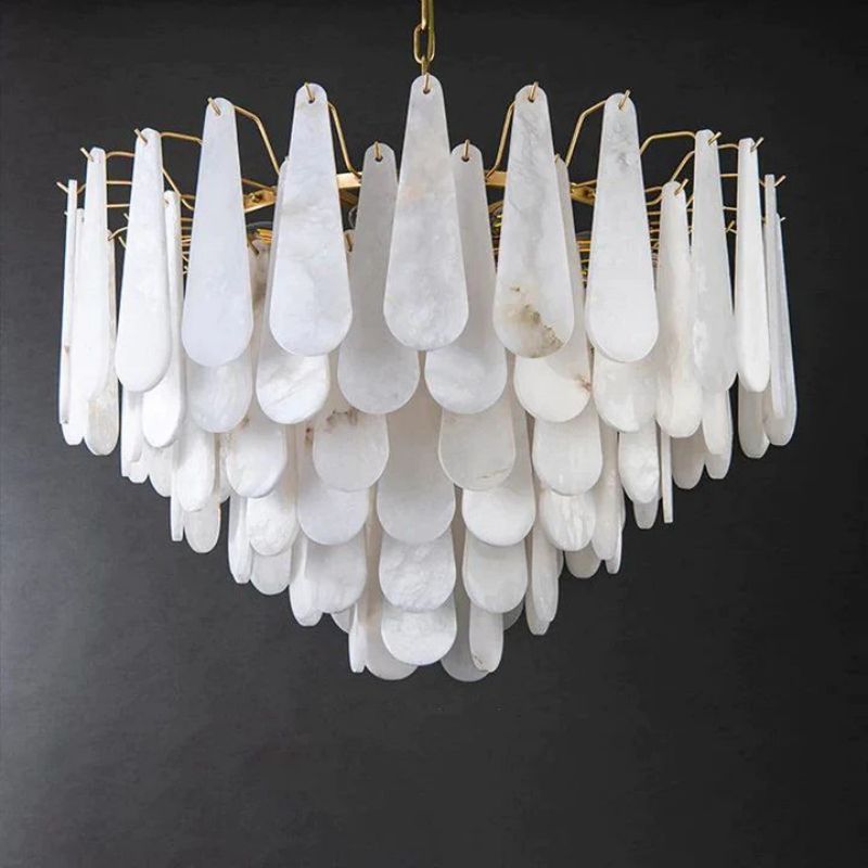 Alabaster Feathery Chandelier 21.7"D 31.5"D