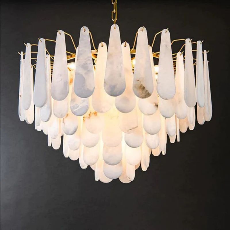 Alabaster Feathery Chandelier 21.7"D 31.5"D