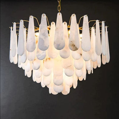 Alabaster Feathery Chandelier 21.7"D 31.5"D