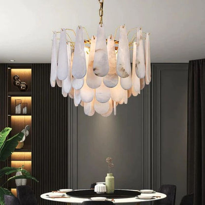 Alabaster Feathery Chandelier 21.7"D 31.5"D
