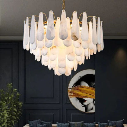 Alabaster Feathery Chandelier 21.7"D 31.5"D