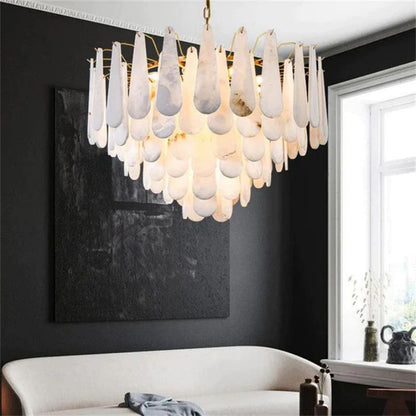 Alabaster Feathery Chandelier 21.7"D 31.5"D