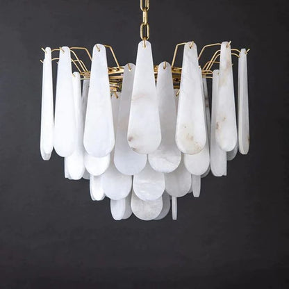 Alabaster Feathery Chandelier 21.7"D 31.5"D