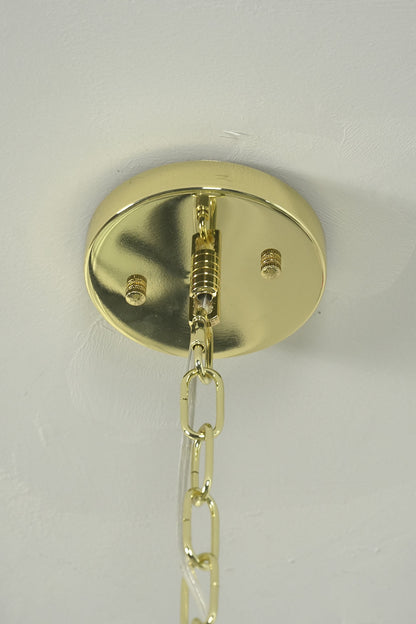 Brass ceiling canopy and chain detail | Metal | Showing functional connection and screws | morylighting