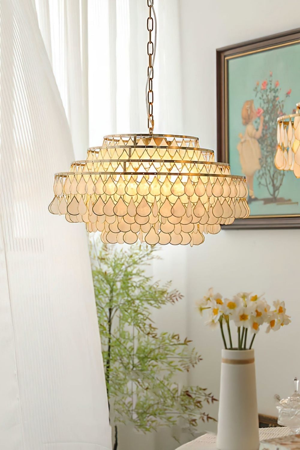 Teardrops Capiz Chandelier - view 2 | morylighting