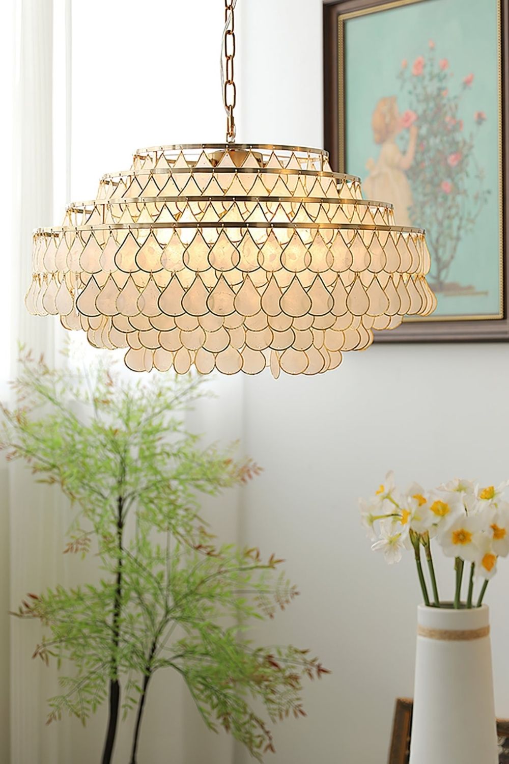 Teardrops Capiz Chandelier - view 9 | morylighting