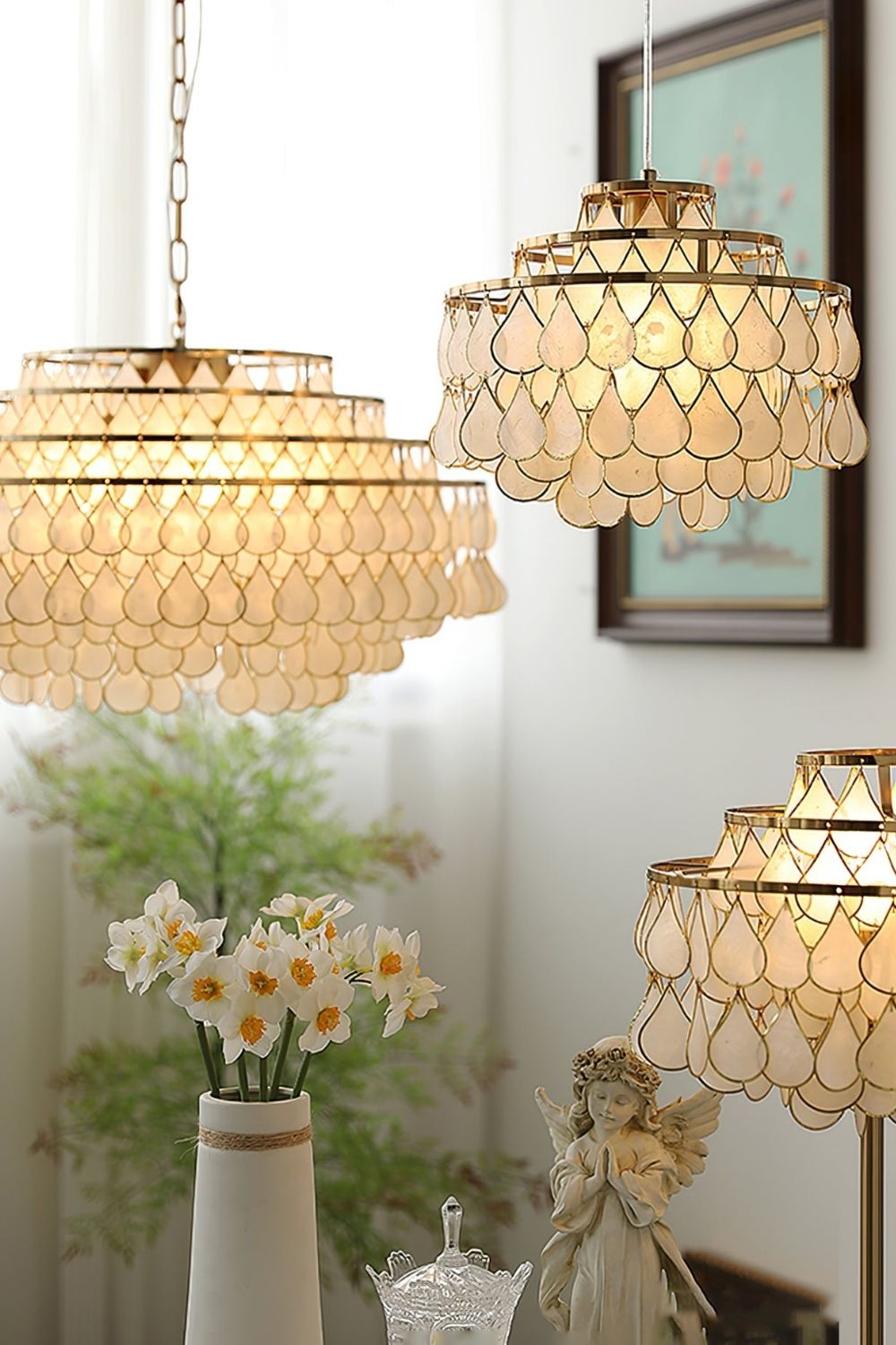Teardrops Capiz Chandelier - view 10 | morylighting