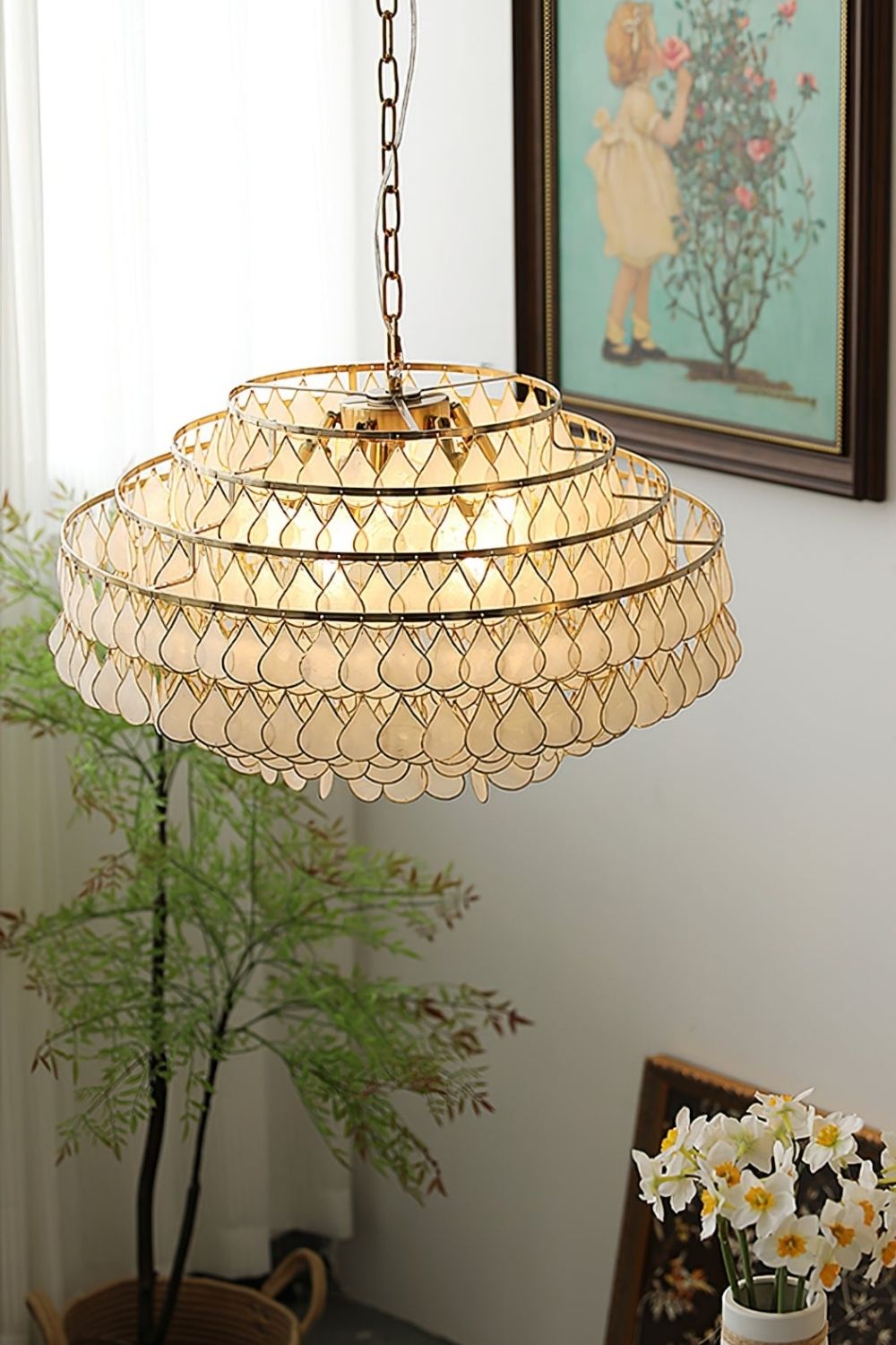 Teardrops Capiz Chandelier - view 5 | morylighting