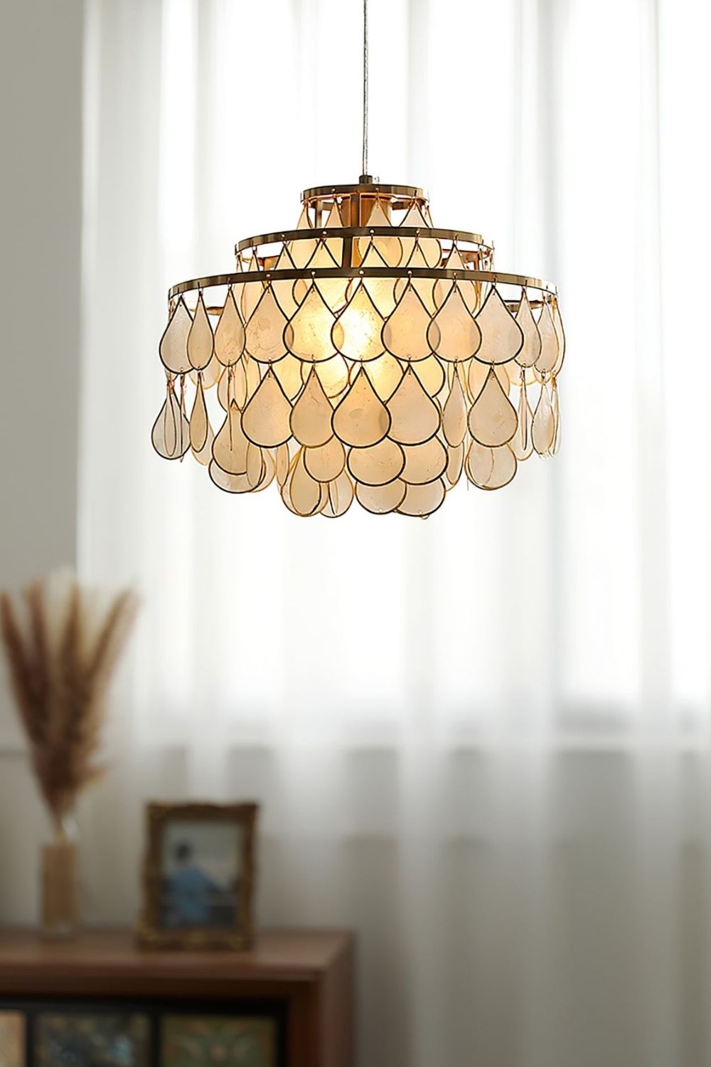 Teardrops Capiz Chandelier - view 3 | morylighting