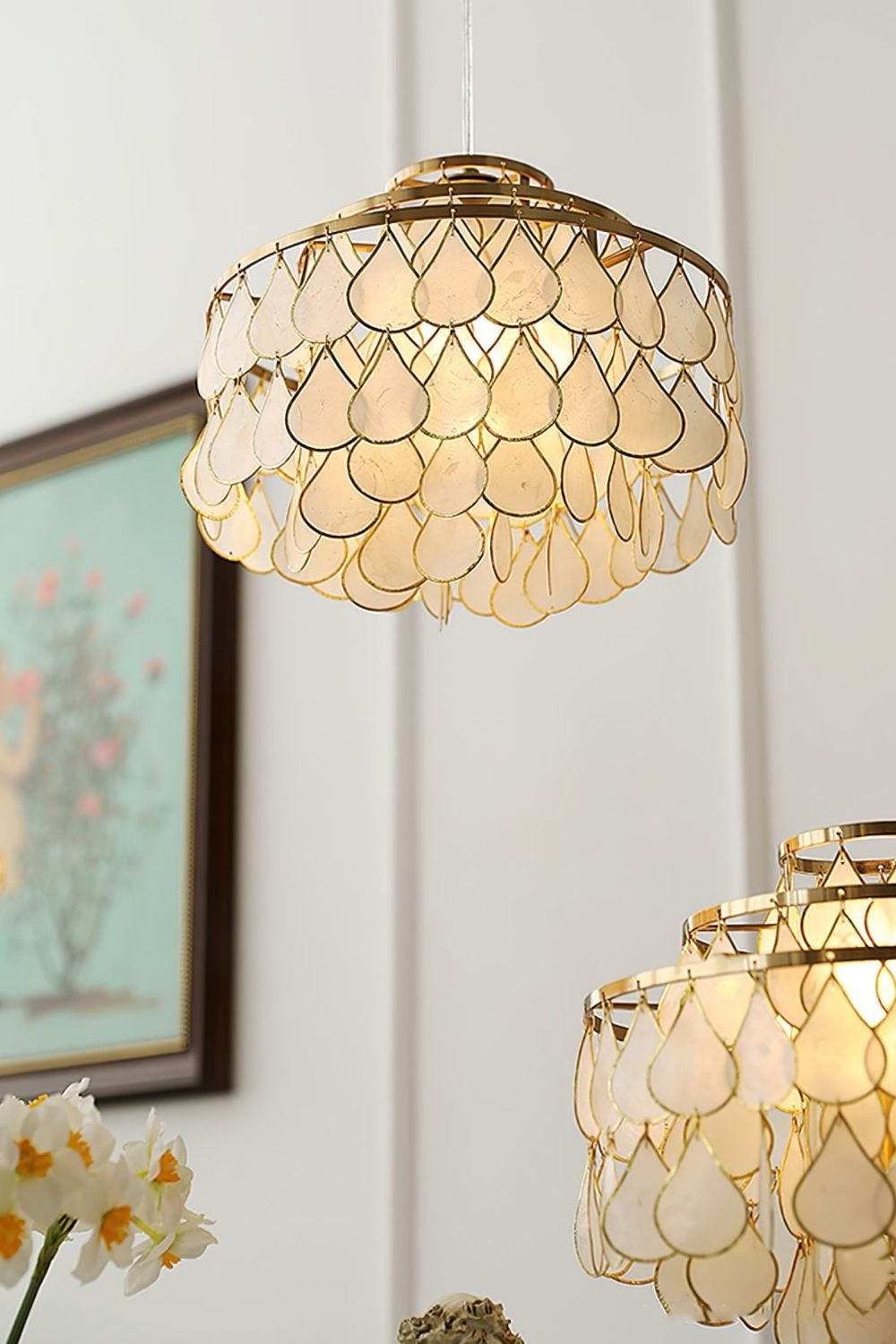 Teardrops Capiz Chandelier - view 4 | morylighting