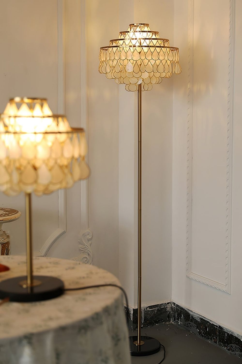 Teardrops Capiz Floor Lamp - view 4 | morylighting