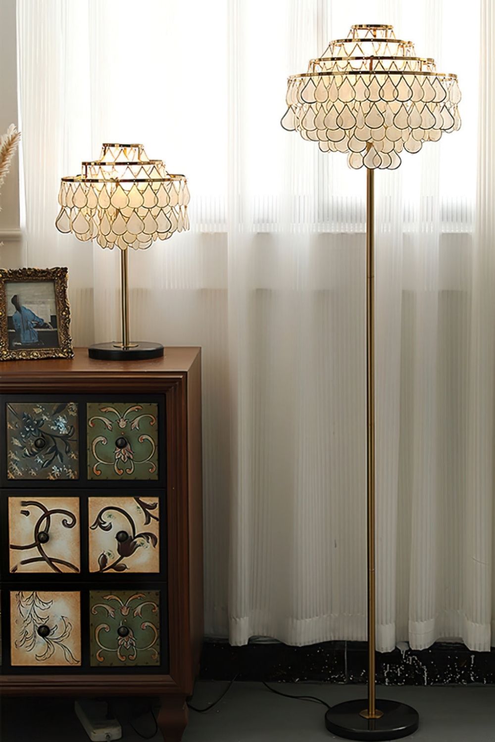 Teardrops Capiz Floor Lamp - view 10 | morylighting