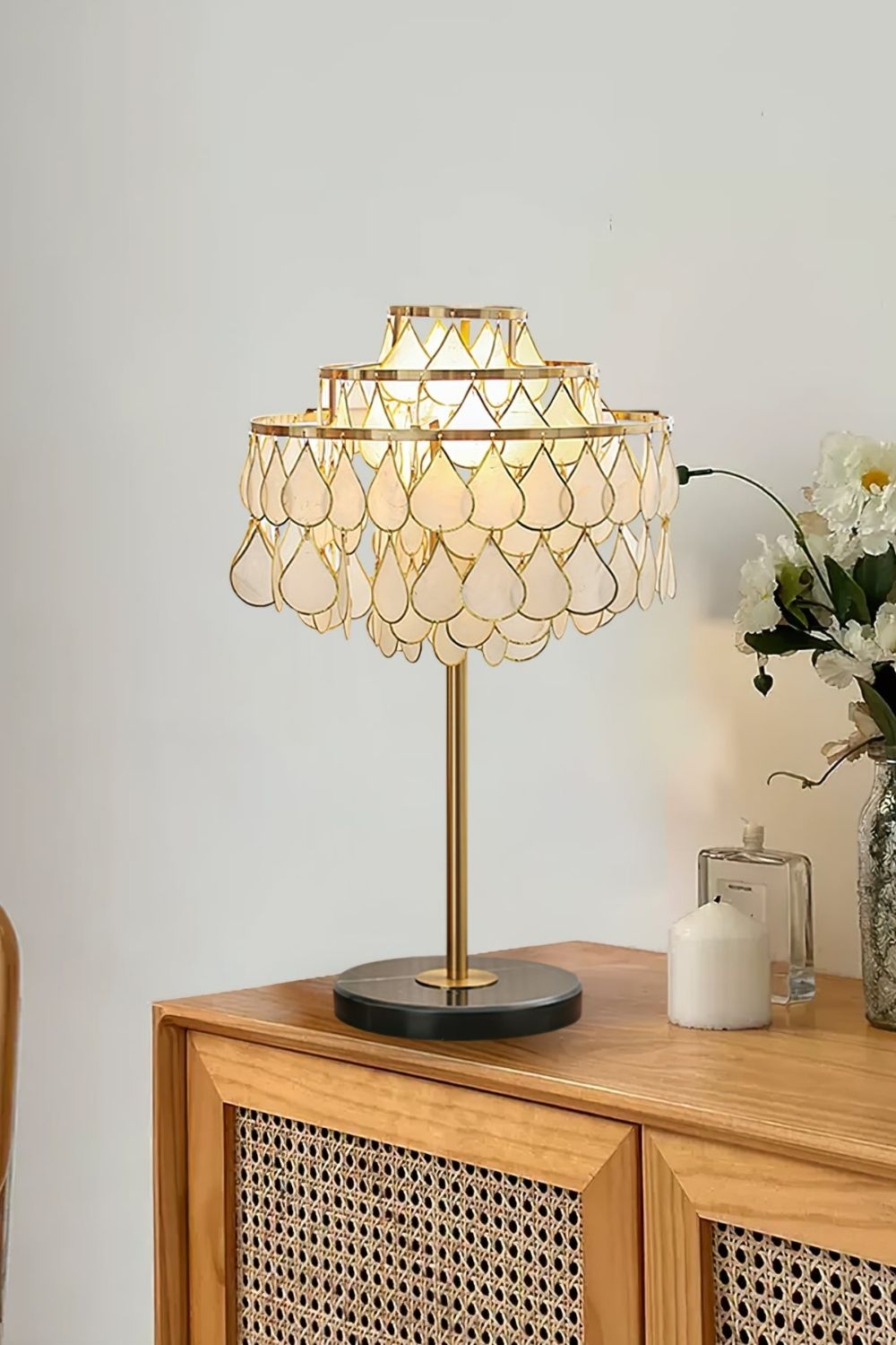 Teardrops Capiz Table Lamp - view 4 | morylighting