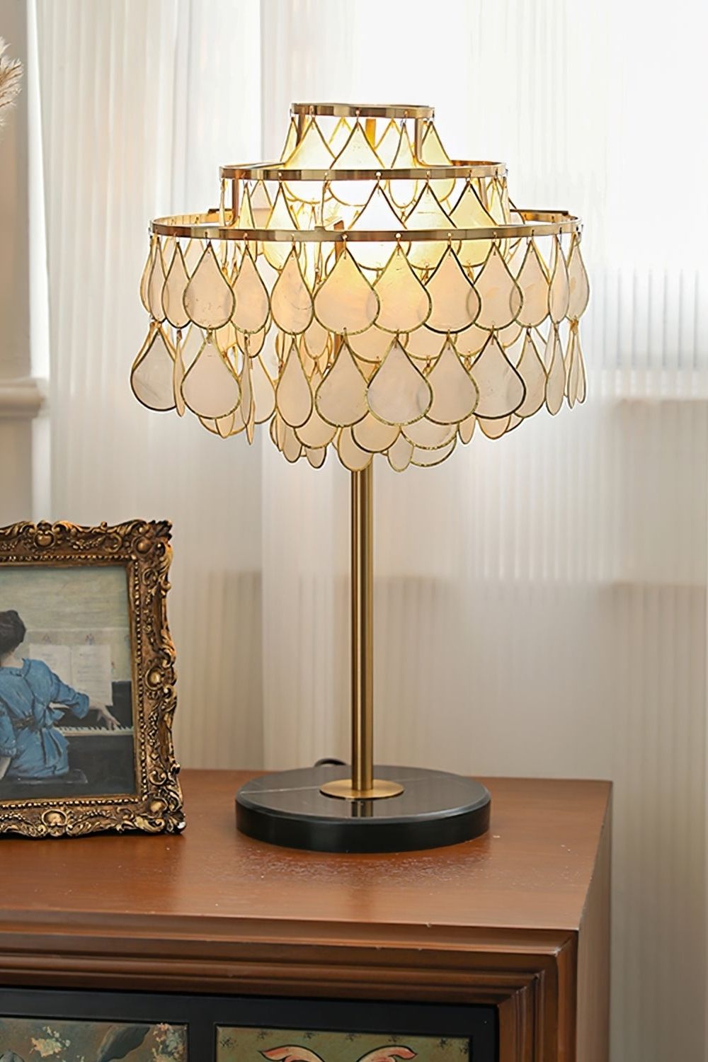 Teardrops Capiz Table Lamp - view 5 | morylighting