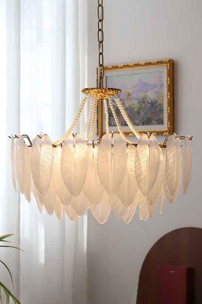 Texture Glass Leaf Chandelier - morylighting