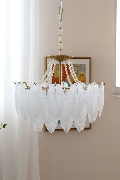 Texture Glass Leaf Chandelier - morylighting