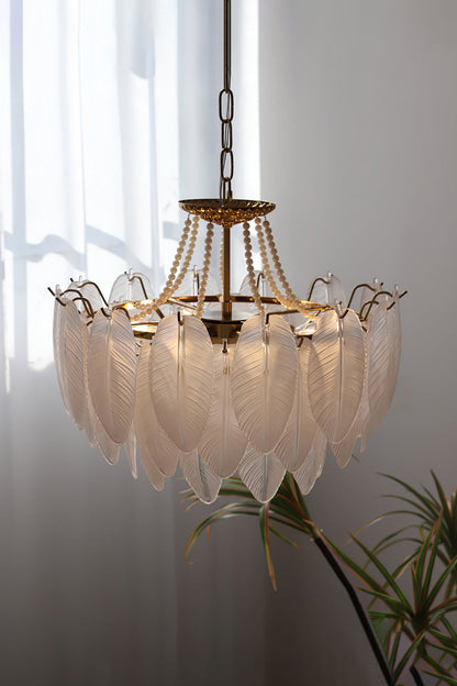 Texture Glass Leaf Chandelier - morylighting
