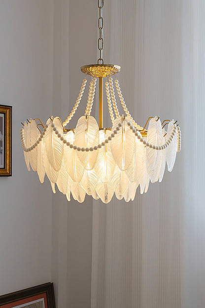 Texture Glass Leaf Chandelier - morylighting