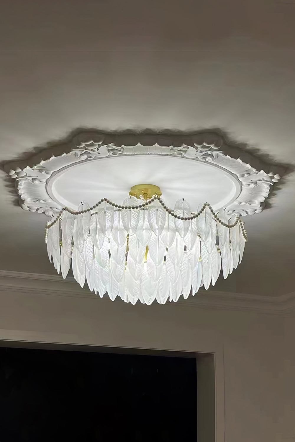 Texture Glass Leaf Chandelier - morylighting