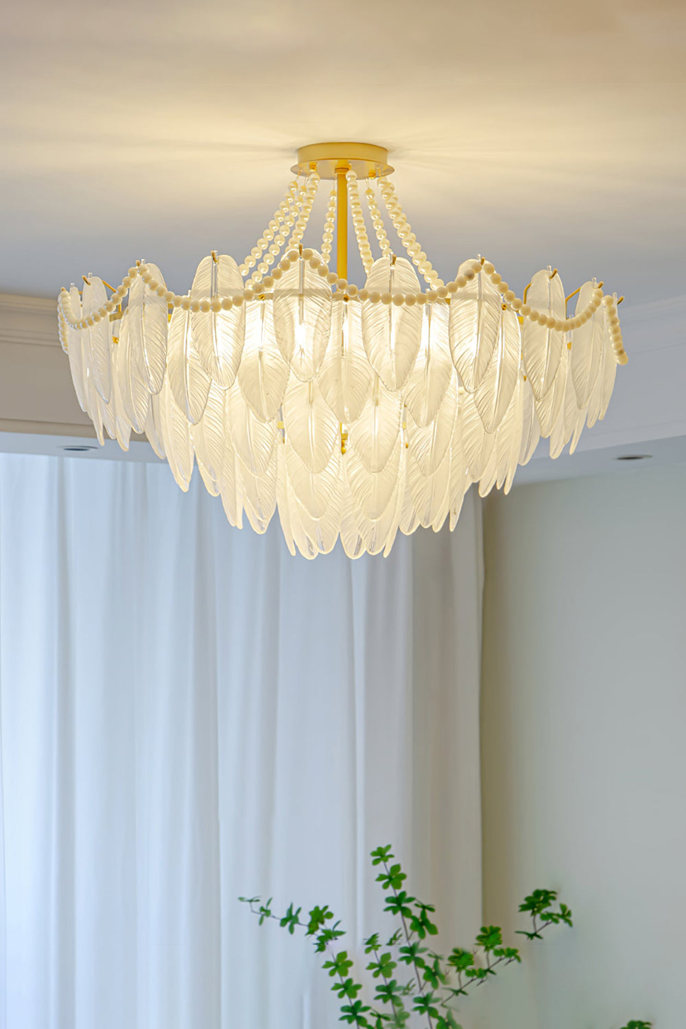 Texture Glass Leaf Chandelier - morylighting