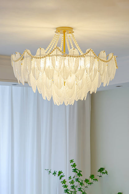Texture Glass Leaf Chandelier - morylighting