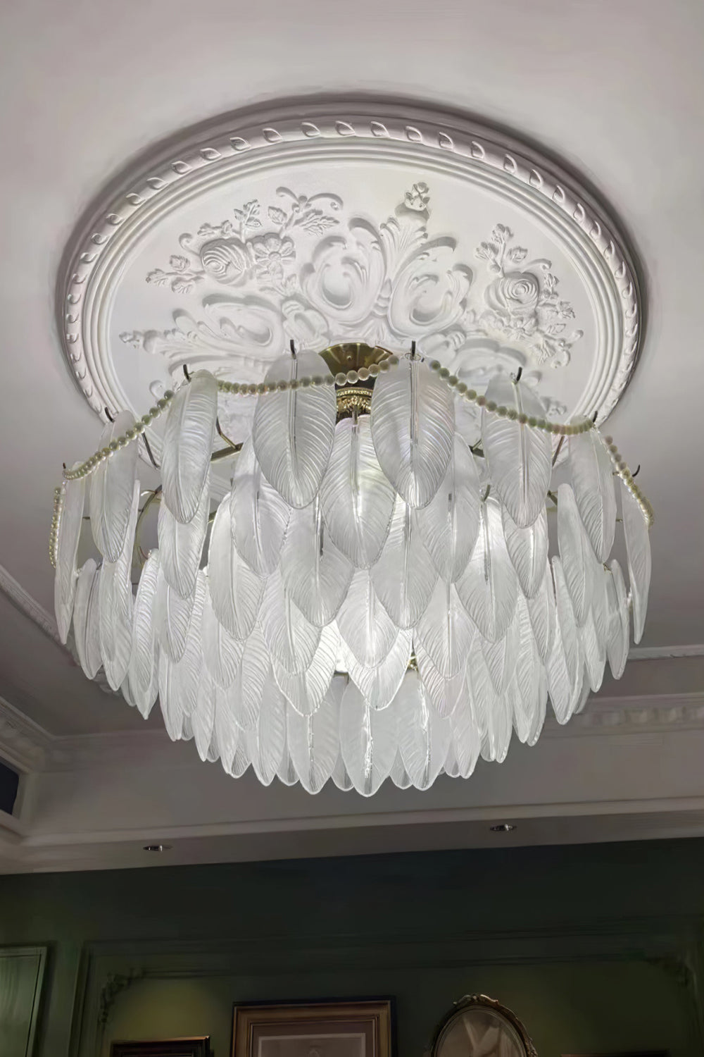 Texture Glass Leaf Chandelier - morylighting