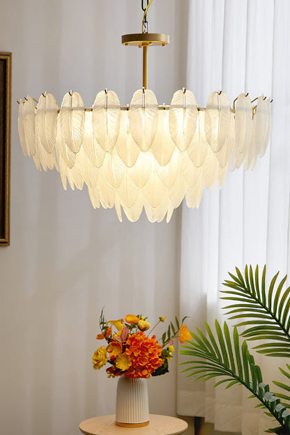 Texture Glass Leaf Chandelier - morylighting
