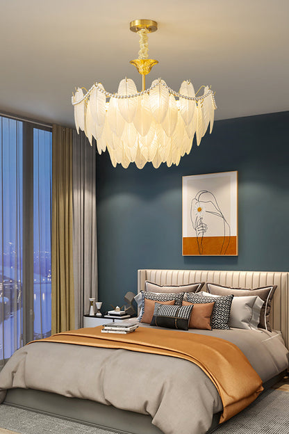 Texture Glass Leaf Chandelier - morylighting