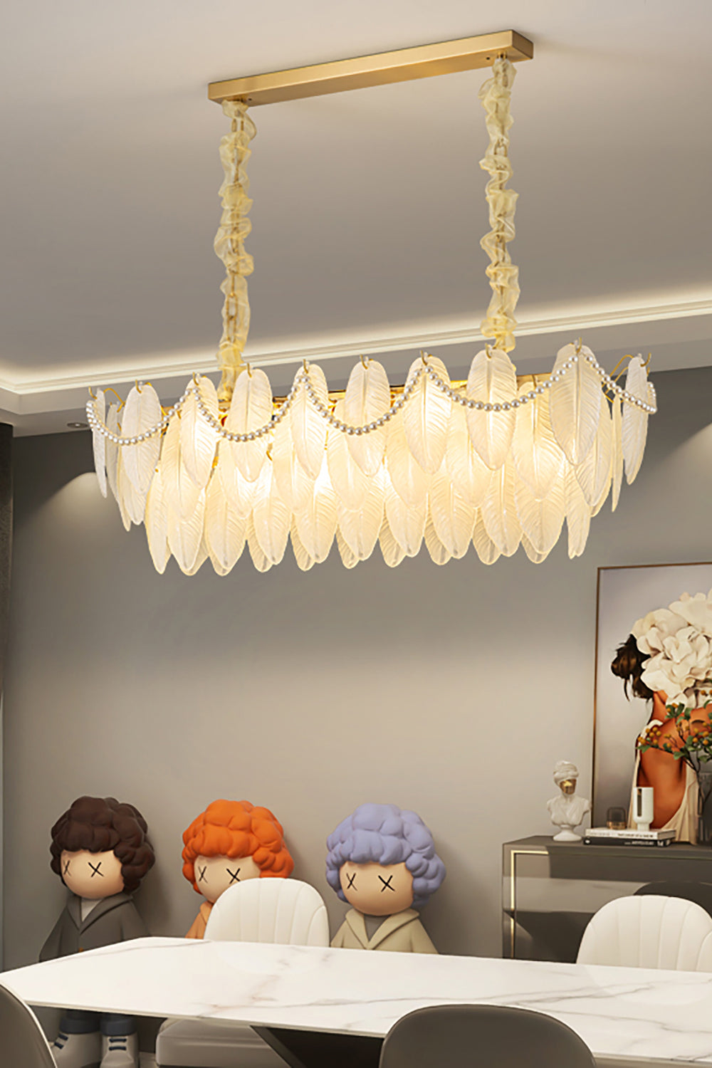 Texture Glass Leaf Chandelier - morylighting