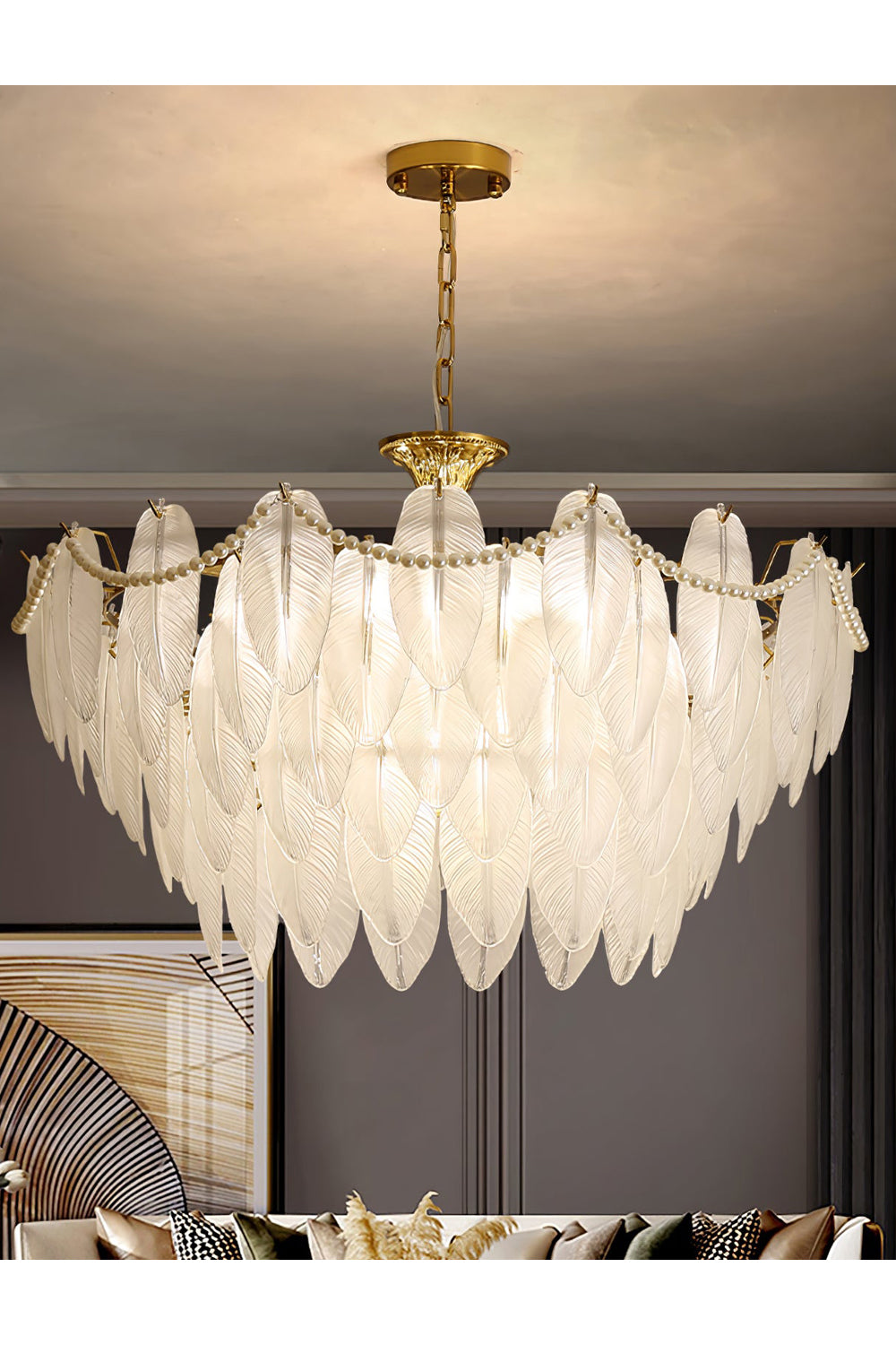 Texture Glass Leaf Chandelier - morylighting