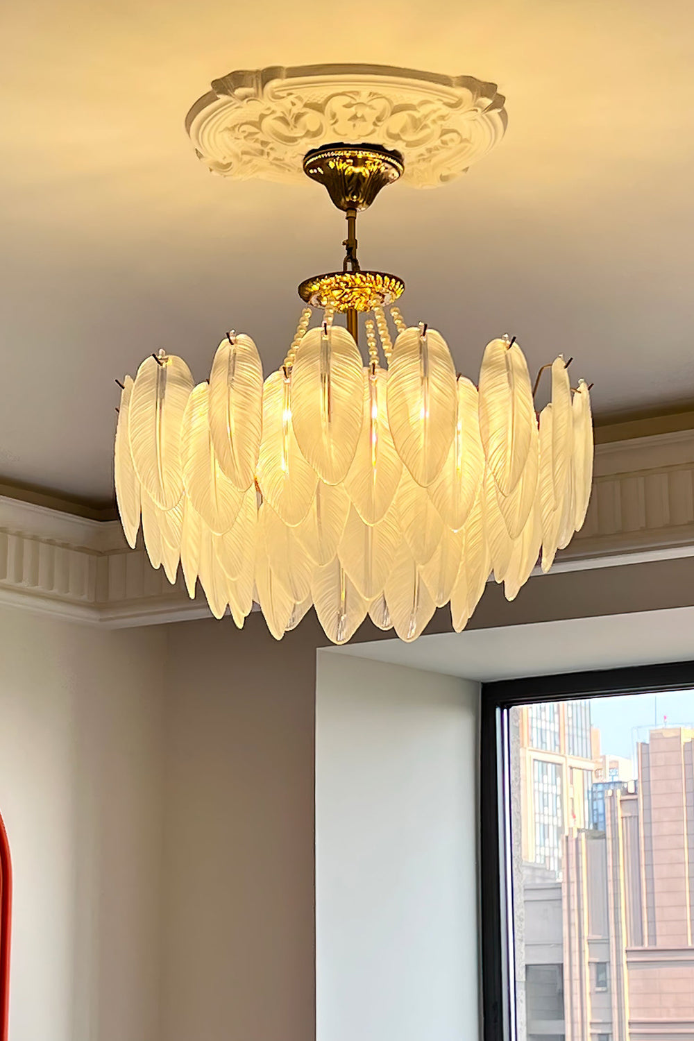 Texture Glass Leaf Chandelier - morylighting