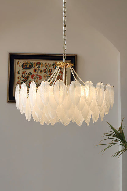 Texture Glass Leaf Chandelier - morylighting