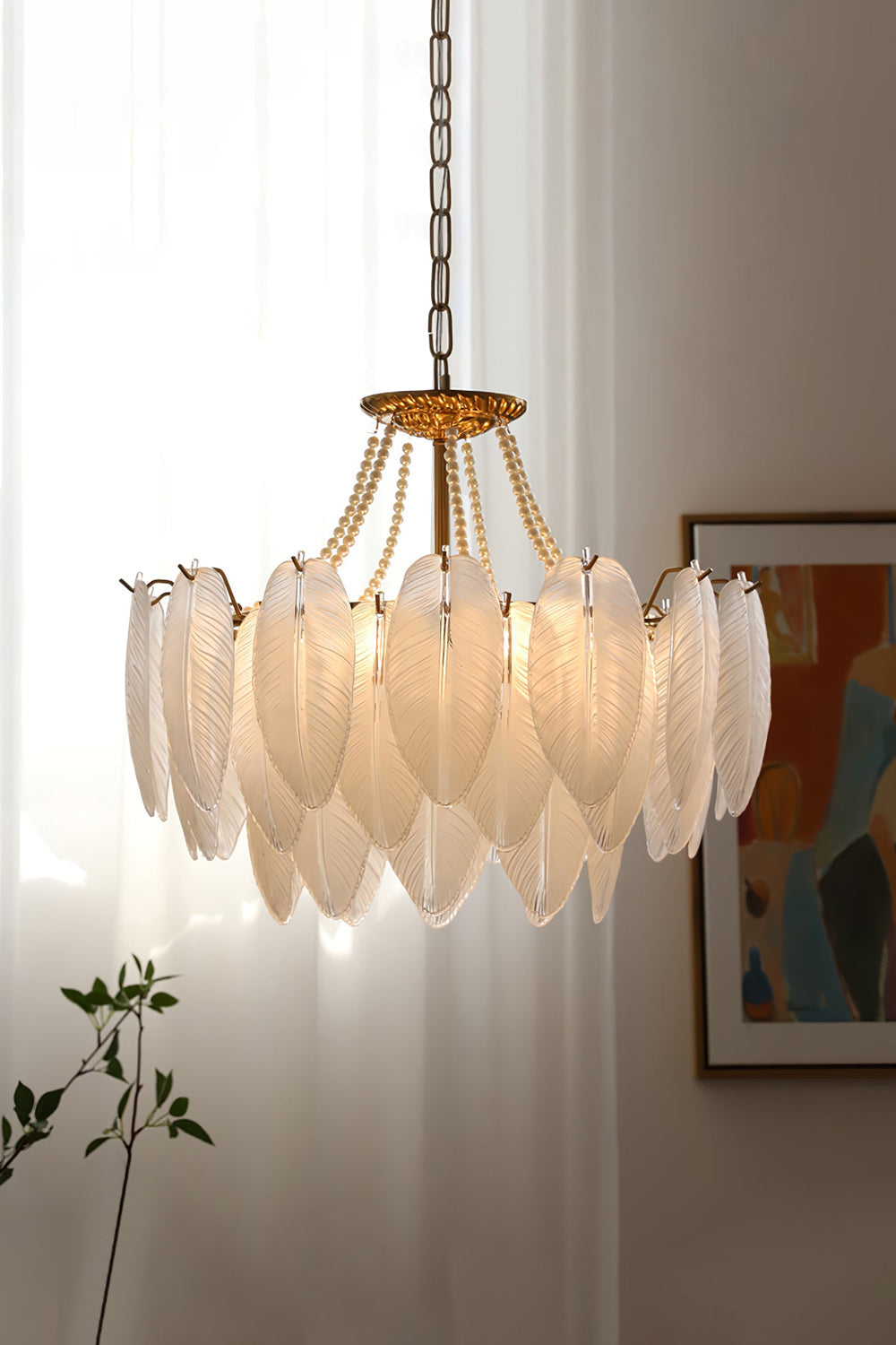 Texture Glass Leaf Chandelier - morylighting