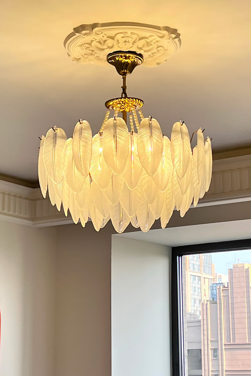 Texture Glass Leaf Chandelier - morylighting