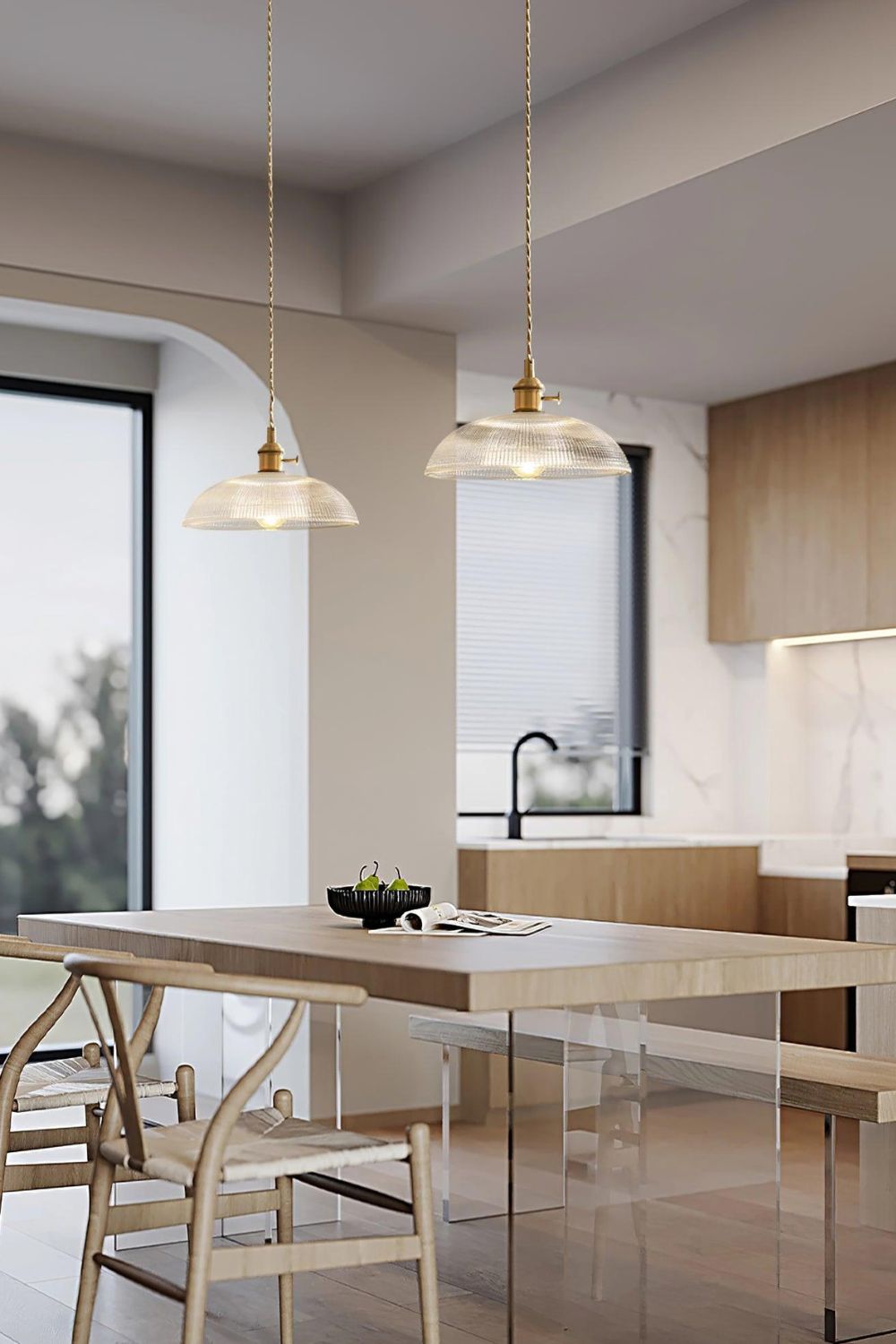 Textured Dome Glass Pendant Light - view 7 | morylighting