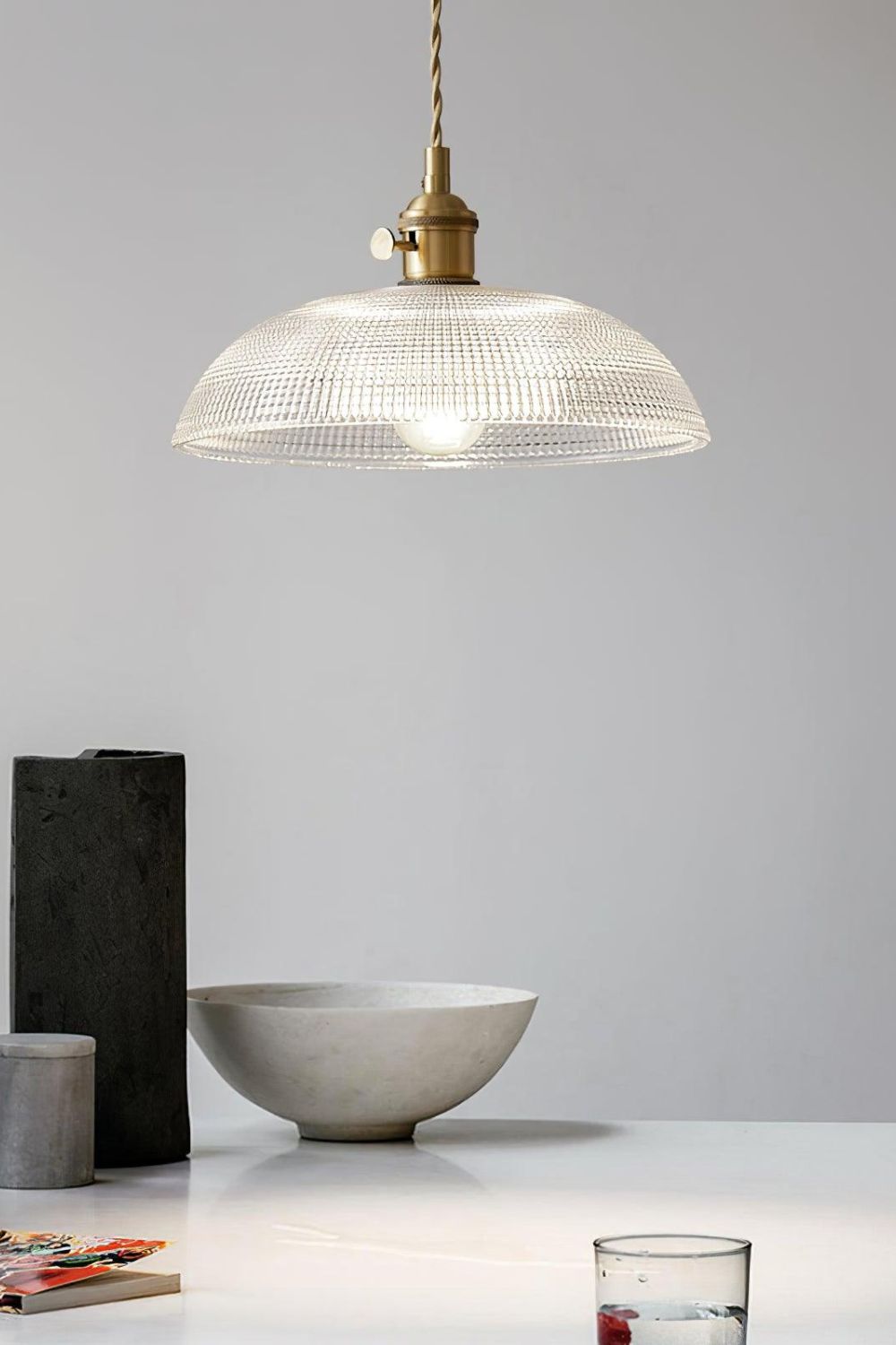Textured Dome Glass Pendant Light - view 3 | morylighting