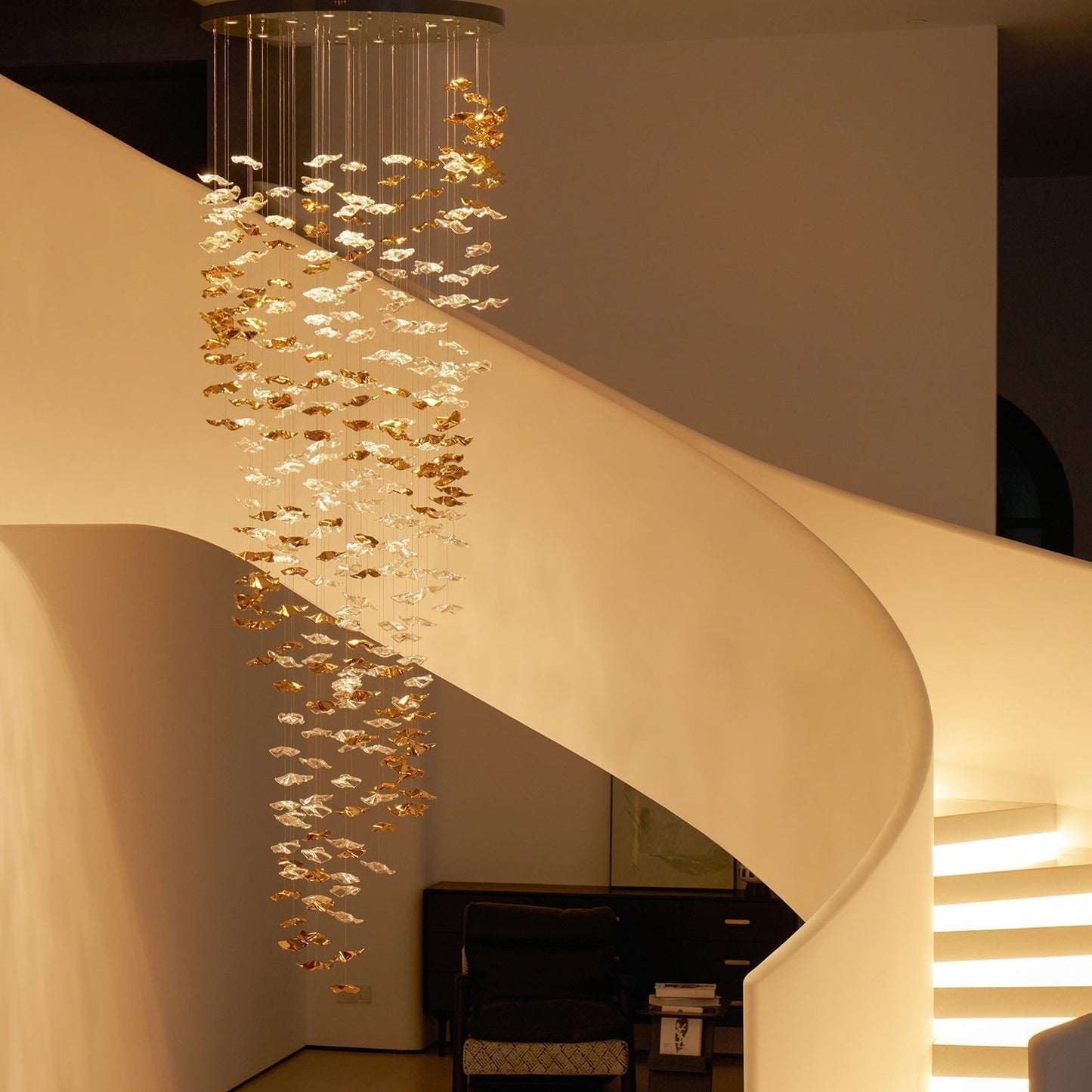 Galaxy Tidal Art Glass Crystal Spiral Chandelier