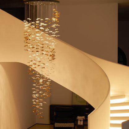 Galaxy Tidal Art Glass Crystal Spiral Chandelier